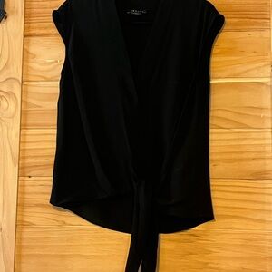 Trouve Black Tie-Front Blouse